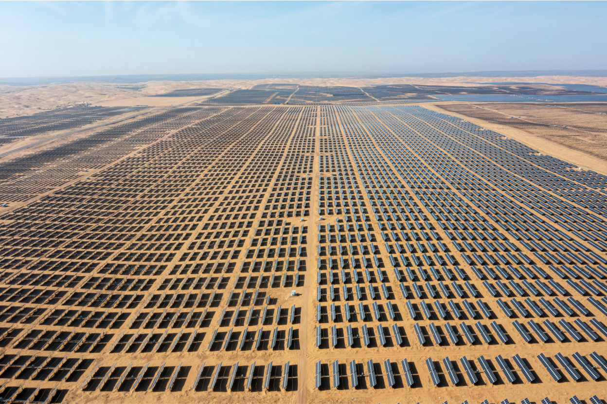 Solar power plant at Kubuqi Desert, China